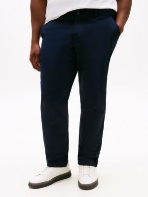 pantaloni chino denton con taglio dritto in raso blu da uomini tommy hilfiger