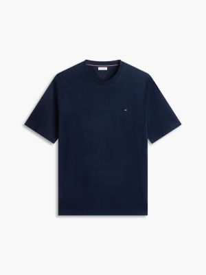 t-shirt plus con bandierina ricamata blu da uomini tommy hilfiger
