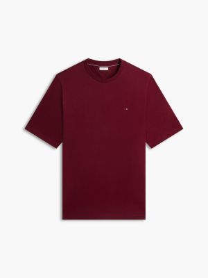 t-shirt plus con bandierina ricamata purple da uomini tommy hilfiger