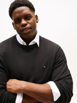 schwarz plus pullover mit weitem rundhalsausschnitt für herren - tommy hilfiger