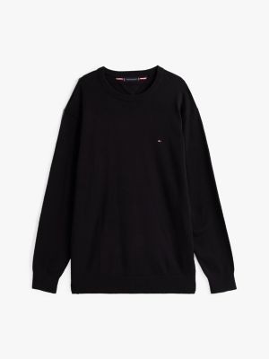 schwarz plus pullover mit weitem rundhalsausschnitt für herren - tommy hilfiger