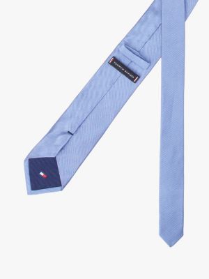 blue pure silk tie for men tommy hilfiger