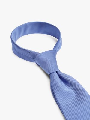 blue pure silk tie for men tommy hilfiger