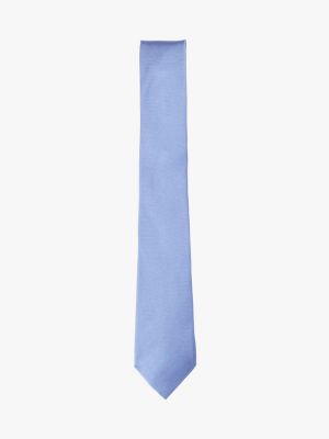 blue pure silk tie for men tommy hilfiger