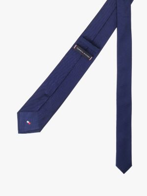 blue pure silk tie for men tommy hilfiger