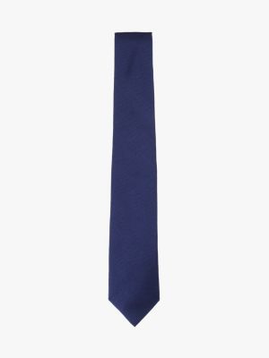 blue pure silk tie for men tommy hilfiger