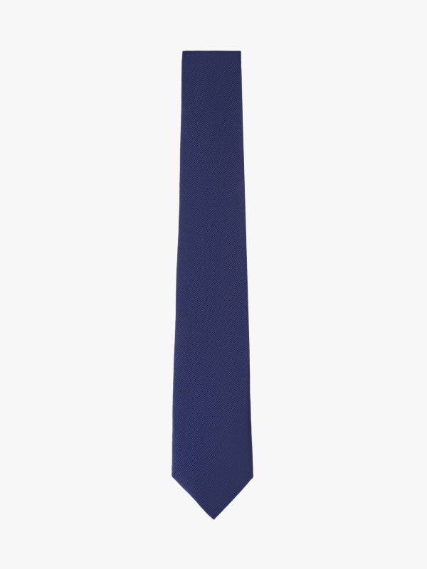 Pure Silk Jacquard Unicolour Tie — Blue