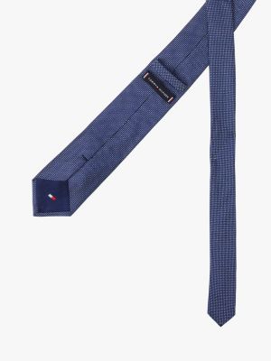 blue micro print pure silk tie for men tommy hilfiger