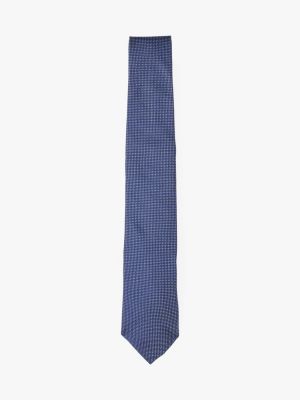 blue micro print pure silk tie for men tommy hilfiger