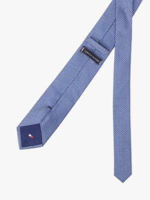 blue micro print pure silk tie for men tommy hilfiger