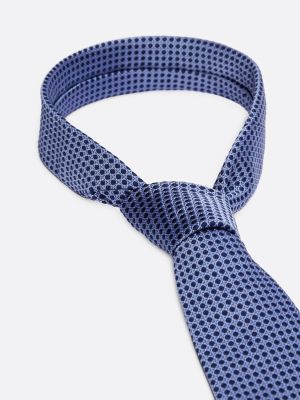 cravatta in pura seta con motivo geometrico blu da uomini tommy hilfiger