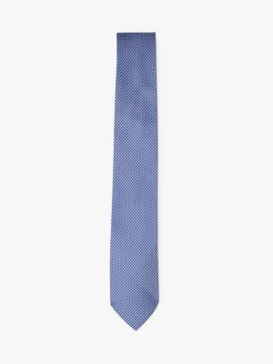 blue micro print pure silk tie for men tommy hilfiger