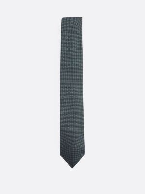 blue micro print pure silk tie for men tommy hilfiger