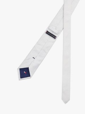 cravatta in pura seta con microstampa grigio da uomini tommy hilfiger