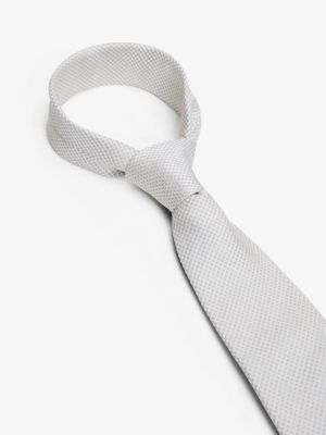 cravatta in pura seta con microstampa grigio da uomini tommy hilfiger