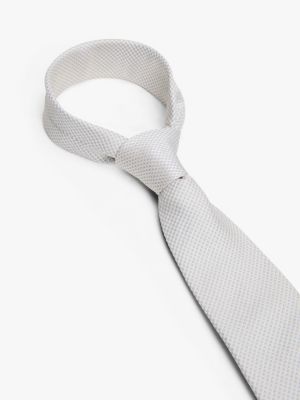 grey micro print pure silk tie for men tommy hilfiger