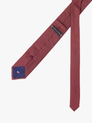 red micro print pure silk tie for men tommy hilfiger