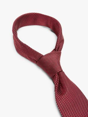 red micro print pure silk tie for men tommy hilfiger