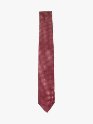 red micro print pure silk tie for men tommy hilfiger