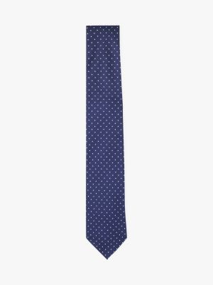 blue pure silk polka dot tie for men tommy hilfiger