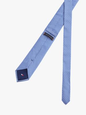 blue pure silk polka dot tie for men tommy hilfiger