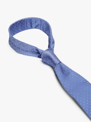 blue pure silk polka dot tie for men tommy hilfiger