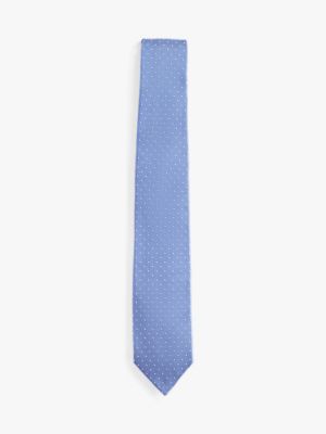 blue micro dot print pure silk tie for men tommy hilfiger