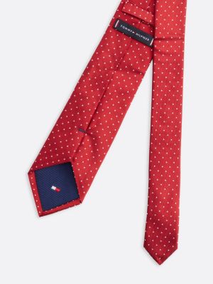 cravatta in seta con motivo a pois rosso da uomini tommy hilfiger