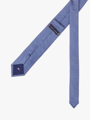 cravatta in seta con motivo tramato blu da uomini tommy hilfiger