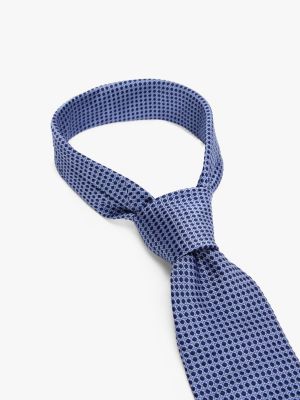 blue micro weave pure silk tie for men tommy hilfiger