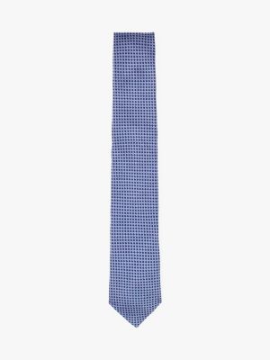 blue micro weave pure silk tie for men tommy hilfiger