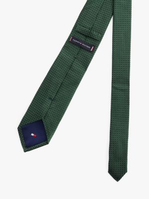 cravatta in seta con motivo tramato verde da uomini tommy hilfiger