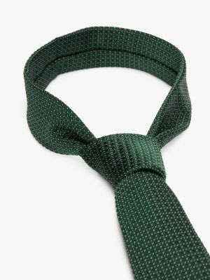 green micro weave pure silk tie for men tommy hilfiger