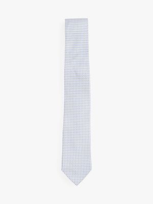 blue micro weave pure silk tie for men tommy hilfiger