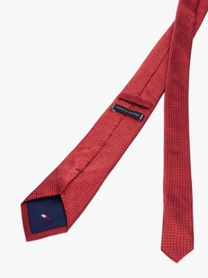 cravatta in seta con motivo tramato rosso da uomini tommy hilfiger