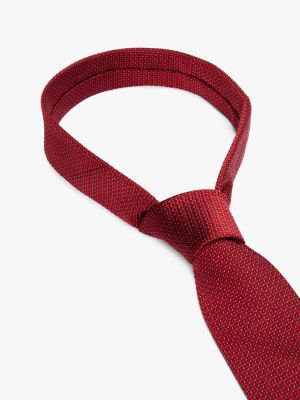 red micro weave pure silk tie for men tommy hilfiger