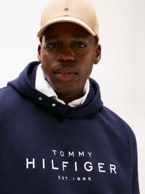 blue plus snap-button logo hoody for men tommy hilfiger