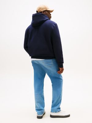 blue plus snap-button logo hoody for men tommy hilfiger