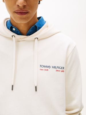 felpa con cappuccio e stampa sul retro beige da uomini tommy hilfiger