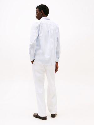 white th flex regular fit stripe shirt for men tommy hilfiger