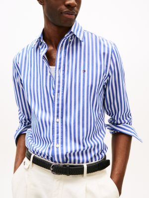 multi th flex regular fit stripe shirt for men tommy hilfiger