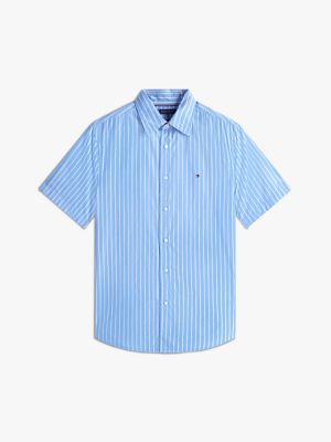 blue th flex stripe poplin shirt for men tommy hilfiger