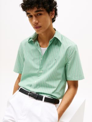 green th flex stripe poplin shirt for men tommy hilfiger