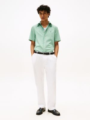 green th flex stripe poplin shirt for men tommy hilfiger