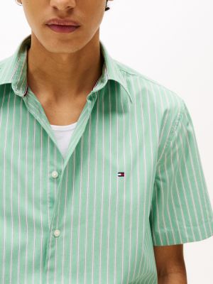 green th flex stripe poplin shirt for men tommy hilfiger