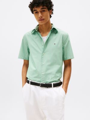 green th flex stripe poplin shirt for men tommy hilfiger