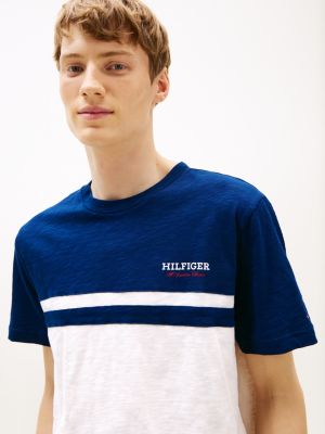 meerdere kleuren colour-blocked t-shirt met hilfiger monotype-logo voor heren - tommy hilfiger