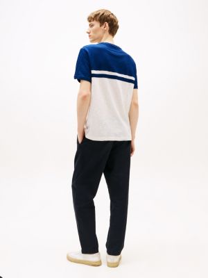 multi t-shirt mit color block und monotype-logo für herren - tommy hilfiger