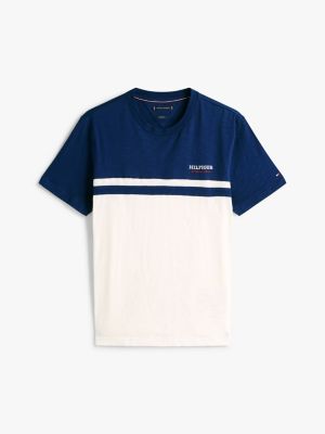 multi t-shirt mit color block und monotype-logo für herren - tommy hilfiger