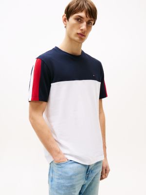 multi colour-blocked t-shirt met signature-streep voor heren - tommy hilfiger